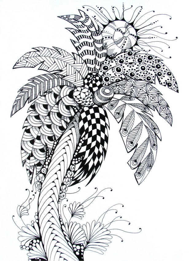Art Therapy coloring page summer : Palm tree 8