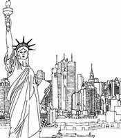 大人の着色のページ ニューヨークと自由の女神像