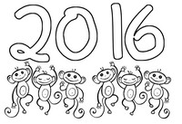Coloriage anti-stress Bonne année du singe