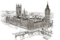 Coloriage anti-stress Westminster et Big Ben