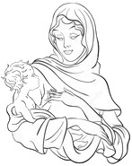 Coloriage anti-stress Marie et l'enfant Jésus