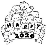 大人の着色のページ Happy 2020