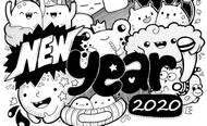 大人の着色のページ New Year 2020