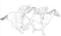 Coloriage anti-stress Course de chevaux