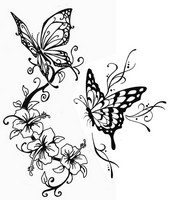 大人の着色のページ 蝶のタトゥー