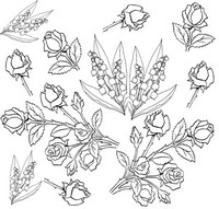Coloriage anti-stress Fleurs: roses et muguets