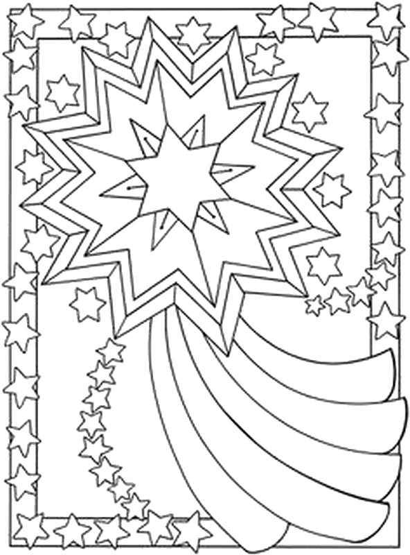 Art Therapy coloring page moon sun stars : Falling star 3