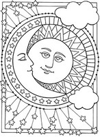 大人の着色のページ 月と太陽