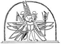 Coloriage anti-stress Egypte : Horus, Dieu muni d'ailes et de cornes