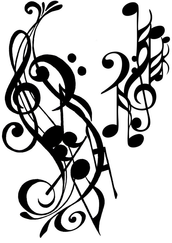 Art Therapy coloring page music : Tattoo musical notes 15