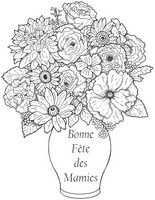 Coloriage anti-stress Bouquet bonne fête mamie