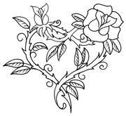 Coloriage anti-stress Tatouage coeur et rose