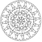 Coloriage anti-stress Mandala avec des coeurs