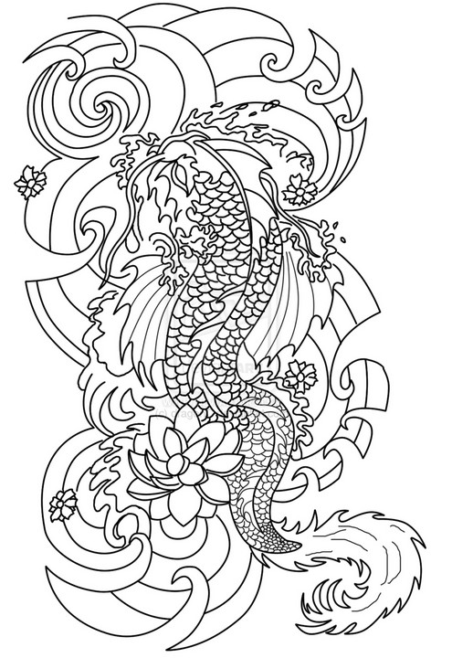 Art Therapy coloring page Tattoos : Japanese tattoo 8