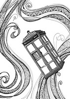 Art Therapy coloring page Red phone box of London