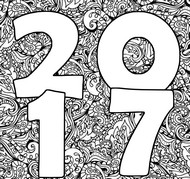 Dibujo para colorear relajante Feliz Año Nuevo 2017